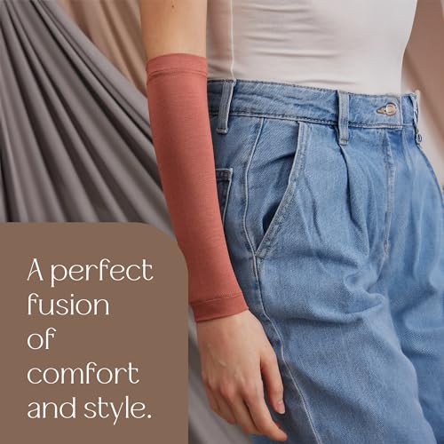 Modest Arm Cover | Jersey Arm Cover | Modest Sleeve Covering for Muslim Women - color: Terracotta