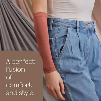 Modest Arm Cover | Jersey Arm Cover | Modest Sleeve Covering for Muslim Women - color: Terracotta