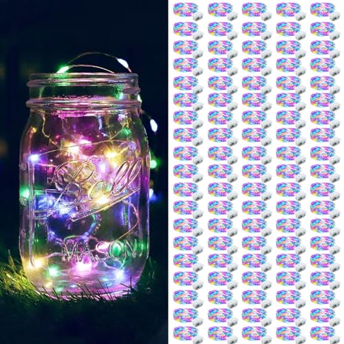 ZGWJ 100 Pack Fairy Lights Battery Operated, 7ft 20 Mini LED Fairy String Lights Silver Wire 3 Modes for DIY, Parties, Wedding, Bedroom, Halloween Christmas Decoration Multicolor - color: Multicolor, size: 100