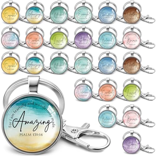 Equsion 48 Pcs Christian Keychain Gift Bulk Mini Bible Keychains with Verse Religious Keychain Gifts for Church Bible Study Group (Classic) - color: Classic