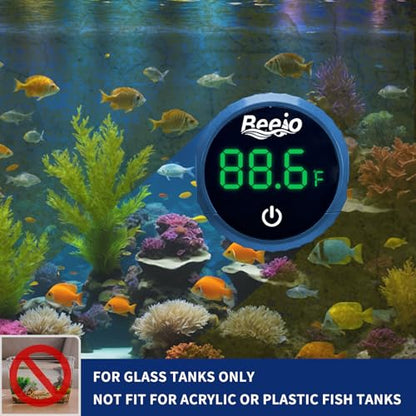 Fish Tank Magnetic Glass Cleaner, Fish Tank Thermometer, 2-in-1 Aquarium Thermometer Digital with Touch Digital Thermometer, Floating Mini Algae Scraper Cleaning Tool Specially for Glass Fish Tanks - color: Blue