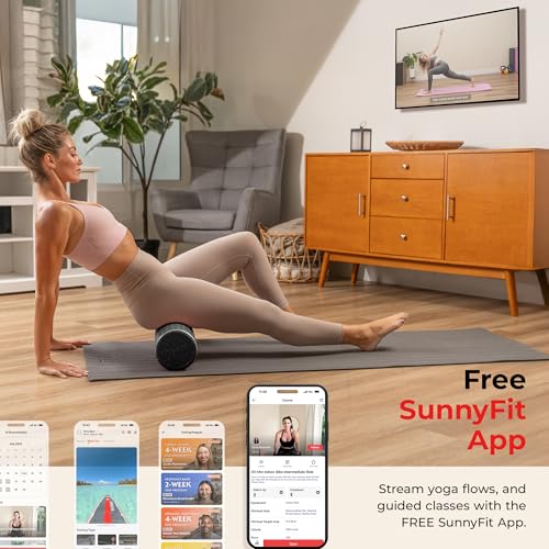 Sunny Health & Fitness High-Density Foam Roller 12" to 36", for Stretching & Muscle Recovery – Black, Blue, Pink - color: Black, size: 24-Inch