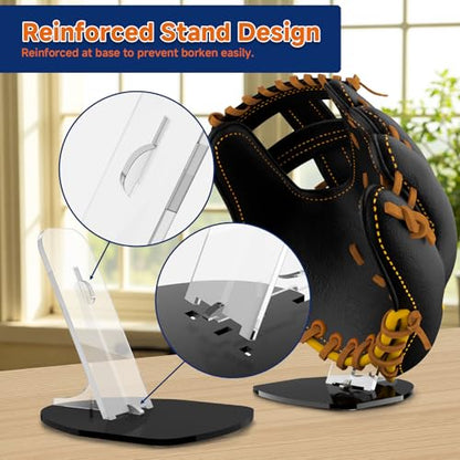 Baseball Glove Display Stand Softball Glove Desk Mount Holder - Acrylic Batting Gloves Storage Organizer Rack for Baseball Collectibles Memorabilia Club Fans Sports Team Décor Gift