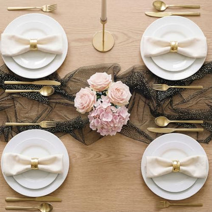 1pc Fall/Halloween Table Runner 10 ft Black Metallic Foil Sheer - color: Black
