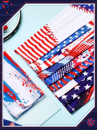 Tisancy 10 Pairs Sun Protection UV Arm Sleeves Cooling Anti Slip Compression Sleeves Sports Polyester Cycling Covers - size: Medium, style: American Flag