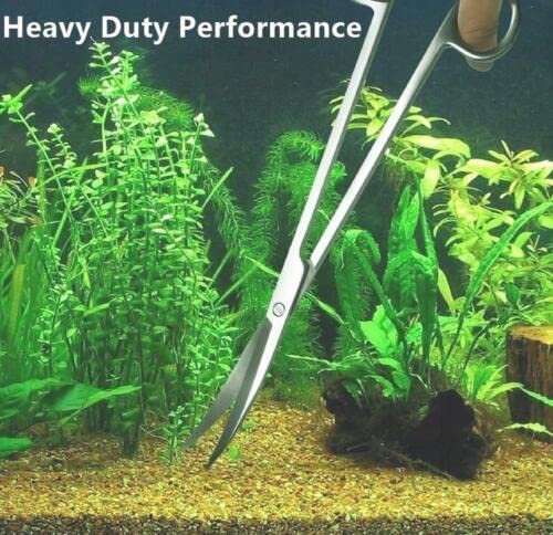 A2Z-Aquascaping Maintenance Tools Accessories,Anti-Rust Stainless Steel Tweezers Scissors Spatula for Aquarium Tank Clean, Fish Tank, Bonsai, Algae Scrapers (12" Scissors - Curved - Silver) - size: 12" Scissors - Curved - Silver