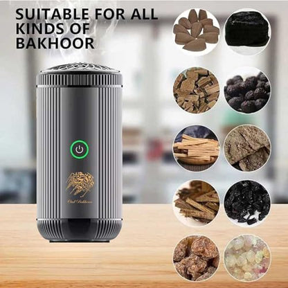 Bakhoor BoSidin Stylish Portable Incense Burner | USB Rechargeable Oud burner for Home Office and Car (X022-Silver)