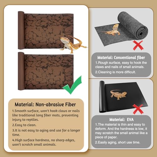 Tfwadmx Reptile Carpet Sand Mat for Bearded Dragon Terrarium Substrate Liner Brown Reversible Lizard Bedding Mats for Cage Leopard Gecko Tortoise Turtle Snake Chameleon with Tweezer 20"x 39"(1 Pcs) - size: L:19.7"x39.3"(1Pcs)