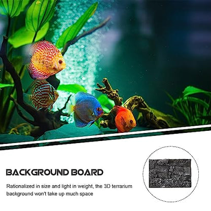 Kisangel 3D Rock Terrarium Background Board, 17.7x11.8 in for Reptile Tank - color: Dark Grey