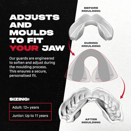 SAFEJAWZ Mouth Guard, Triple Layer Mouthguard Adults with Case, Easy Fit Remoldable Premium Mouthpiece for Football, Boxing, Lacrosse, MMA, Basketball & All Contact Sports (Adult 12+ Years, Black) - color: Black