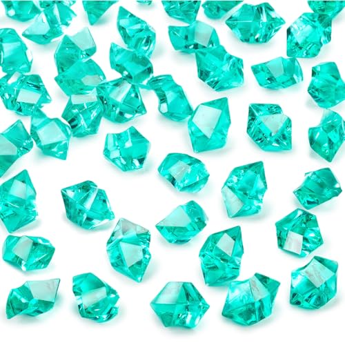DOMESTAR Teal Fake Ice Rocks, 150 PCS Acrylic Crystal for Vase Fillers | Fake Diamonds for Table Centerpieces Birthday Party Decor, Fish Tanks Decor Table Scatter DIY Craft Supplies - color: Teal