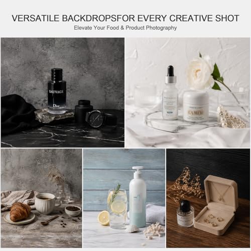 Food Photography Backdrop Kit, 16.5 x 11.7 in, 10 Double-Sided Backdrops - color: textured color