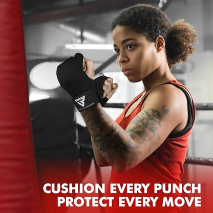 Gel Boxing Hand Wraps Inner Gloves for Men and Women, Quick 76cm Long Wrist Straps, Elasticated Padded Boxing Wraps for Muay Thai, MMA, Kickboxing, Martial Arts - size: X-Small