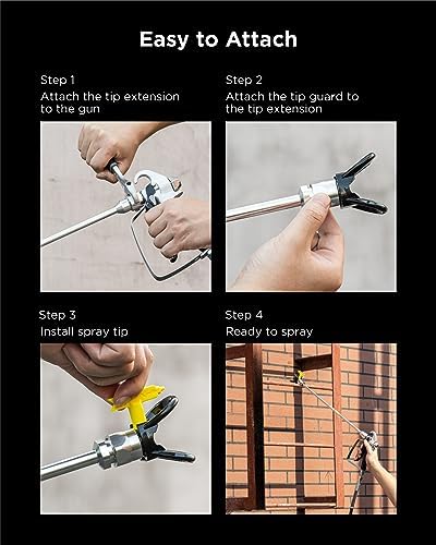 InoKraft Airless Sprayer Tip Extension 12 Inch (30cm) Airless Paint Sprayer Spray Gun Tip Extension Pole Rod, Extension Rod for Airless Painting Spray Gun, Universal Replacement Tool, Silver
