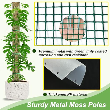 60"/40"/24" Metal Moss Pole, D Shape Sphagnum Moss Pole, Moss Poles for Climbing Plants, Monstera, Indoor Climbing Plants (6Pcs 24") - style: 6Pcs 24"