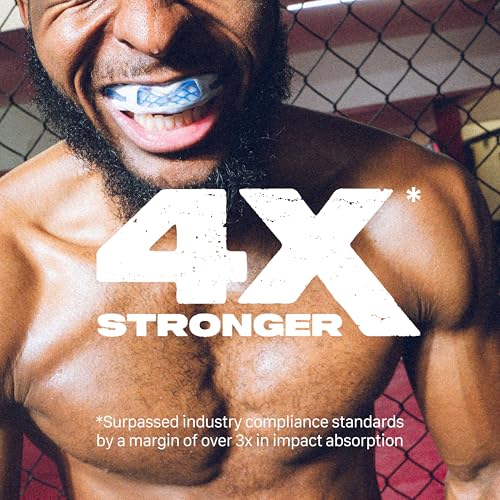 SAFEJAWZ Mouth Guard, Triple Layer Mouthguard for Adults with Case, Easy Fit Remoldable Premium Mouthpiece for Football, Boxing, Lacrosse, MMA, Basketball & All Contact Sports (Adult 12+ Years, White) - color: White
