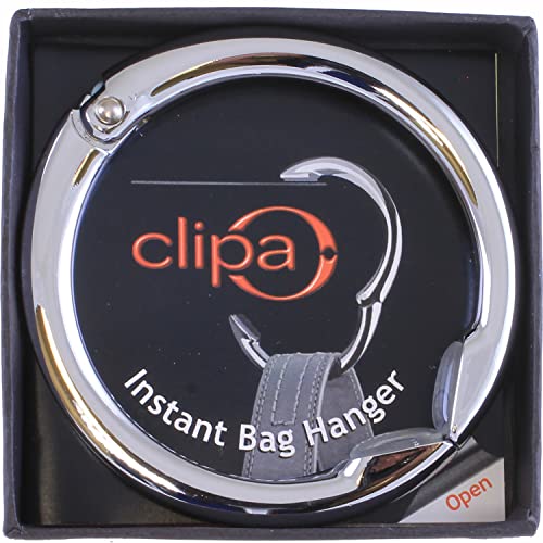 Clipa Bag Hangers The Ring that Opens into a Hook, Closes Automatically | Holds 33 lbs, Needs only 1/2" to Hang a Bag, Easy to Use with One Hand, in 9 available styles, 3 yr Warranty - color: Polished Silver