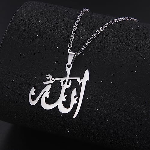 UNIFT Islamic Muslim Allah Layered Necklaces For Women Stainless Steel Charm Water Drop Heart Shape Allah Pendant Double Layer Necklace Islamic Jewelry - color: silver 3