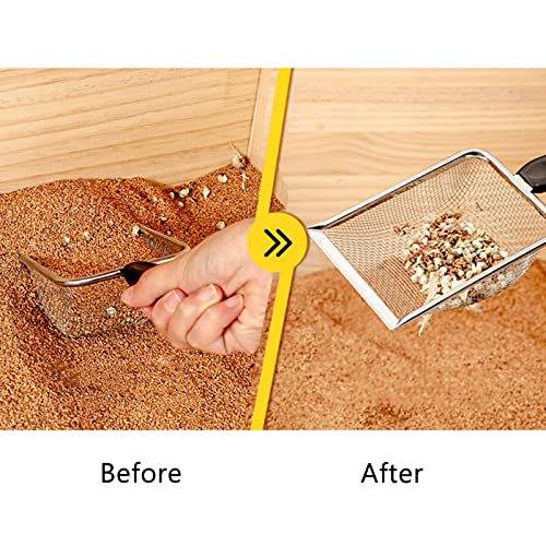 Reptile Scoops Terrarium Bedding Substrate Sand Sifter Stainless Steel Fine Mesh Small Pet Cage Cleaner Shovel