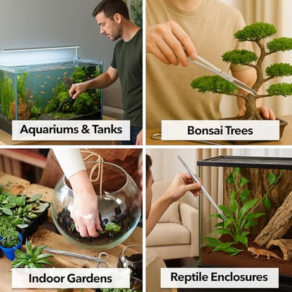 Mandala Crafts Stainless 12" Aquascape Tool Kit for Aquarium Terrariums - color: Stainless Steel 5-in-1 Kit, size: 12 Inches