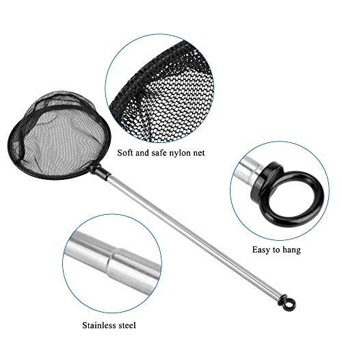Lpraer Aquarium Fish Net with Extendable Stainless Steel Long Handle Fine Mesh Net for Fish Tank - size: 5 inch