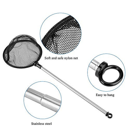 Lpraer Aquarium Fish Net with Extendable Stainless Steel Long Handle Fine Mesh Net for Fish Tank - size: 5 inch