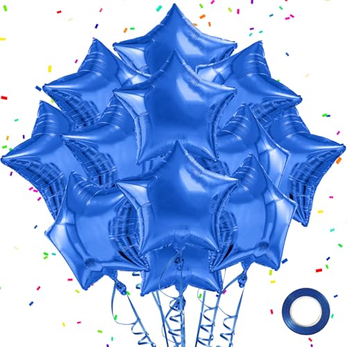 Blue Balloons Star Balloons Graduation Foil Balloon Mylar Helium Metallic 12pcs 18 Inch Arch Kit Blue Birthday Decorations Party Decorations Baby Shower Anniversary Wedding Halloween - style: Blue
