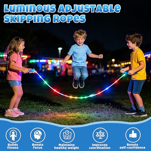 Led Jump Rope for Girls Kids -Glowing Jump Ropes Flashing Colorful Exercise Skipping rope Light Up Luminous Adjustable Skipping Ropes for Girls Boys Women Fitness Weight Loss - style: Blue