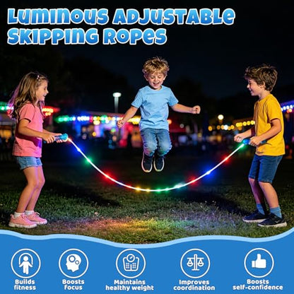 Led Jump Rope for Girls Kids -Glowing Jump Ropes Flashing Colorful Exercise Skipping rope Light Up Luminous Adjustable Skipping Ropes for Girls Boys Women Fitness Weight Loss - style: Blue