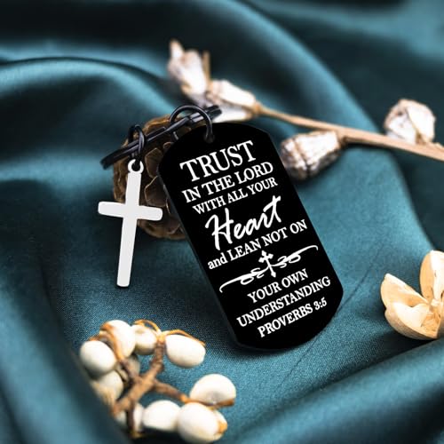 Cross Keychain For Women Men Bible Verse Keychain Religious Gifts Proverbs 3 5-6 Scripture Key Chains Cross Keyring Church Gift Christian Car Accessories