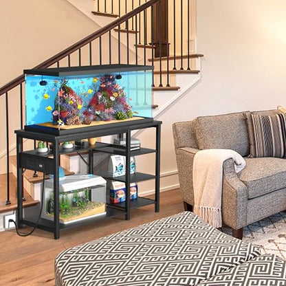GRLEAF 40-50 Gallon Aquarium Stand: 900LB Capacity, Built-In Power Outlets, 3-Tier Shelves for Fish Tank Accessories Storage, Heavy-Duty Steel/Wood Hybrid for Fish & Reptile Tanks | Excludes Tank - size: 40-50 Gallon