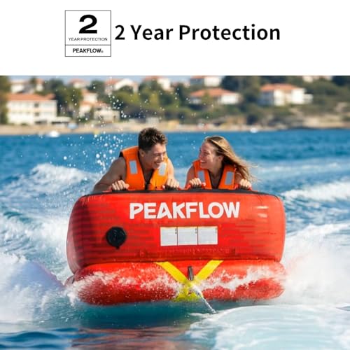 PEAKFLOW Towable Tube,Boat Tube,1-3 Person,Tubes for Boating,PVC Liner and Full Nylon Cover,Lake & Ocean Fun - size: ‎2 Rider Passione