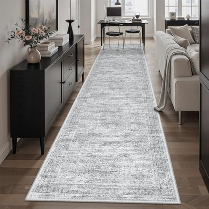 Soalmost Hallway Runner Rug 2'6" x 12' Washable Long Kitchen Rugs Grey - color: Grey, size: 2'6" x 12' (Runner)