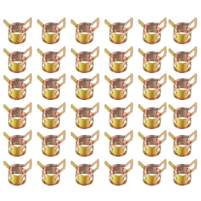 PATIKIL Spring Band Hose Pipe Clamps for 10-11.8 mm OD Hose, 50 Pack Silicone Vacuum Constant Tension Band Clips for Fuel Line Silicone Air Hose Tube Water Pipe, Gold - size: 10-11.8 mm