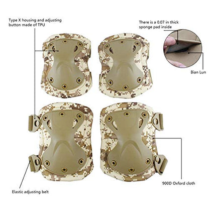 Combat Knee & Elbow Protective Pads Set for Outdoor CS Paintball Game Cycling Safety Skateboarding Gear Skates Knee Protection Guard Pads - color: DD