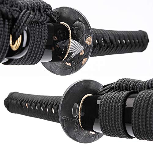 siwode Katana Handmade Full Tang Sharp, Alloy Tsuba Japanese Samurai Sword High Carbon Steel 1060,T10 1095, 40-Inch - color: fan