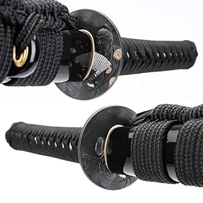 siwode Katana Handmade Full Tang Sharp, Alloy Tsuba Japanese Samurai Sword High Carbon Steel 1060,T10 1095, 40-Inch - color: fan