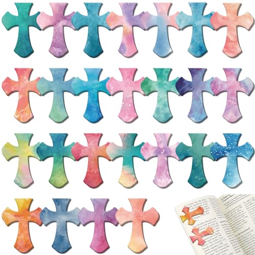 50 PCS Bible Magnetic Bookmarks, Christian Bookmarks Bulk Cross Clips - style: Watercolor-P