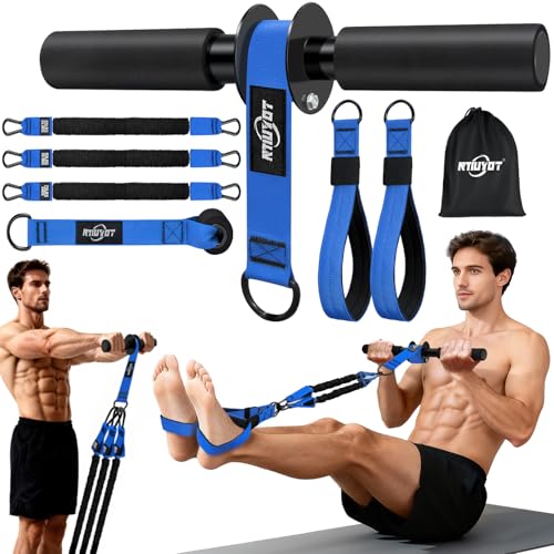 195LBS Heavy Duty Pedal Resistance Band with Handle, Sit Up Exercise Equipment for Men | Foot Pedal Exerciser Band for Home Gym, Abs, Core, Arm & Leg Strength Training - color: Blue