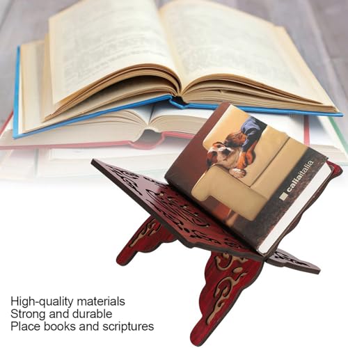 2Pcs Koran Stand - Muslim Reading Bookshelf Holder, Retro Carved Religious Supplies (Red)