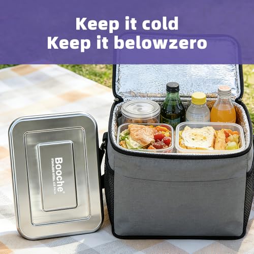 Stainless Steel Ice & Food Storage Container, Rapid-Freeze Long-Lasting Food-Safe Freezer Box, Reusable Cold Pack for Lunch Boxes, Picnics, Camping, Fishing (2)