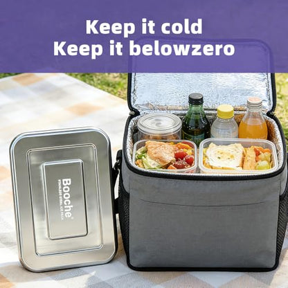 Stainless Steel Ice & Food Storage Container, Rapid-Freeze Long-Lasting Food-Safe Freezer Box, Reusable Cold Pack for Lunch Boxes, Picnics, Camping, Fishing (2)