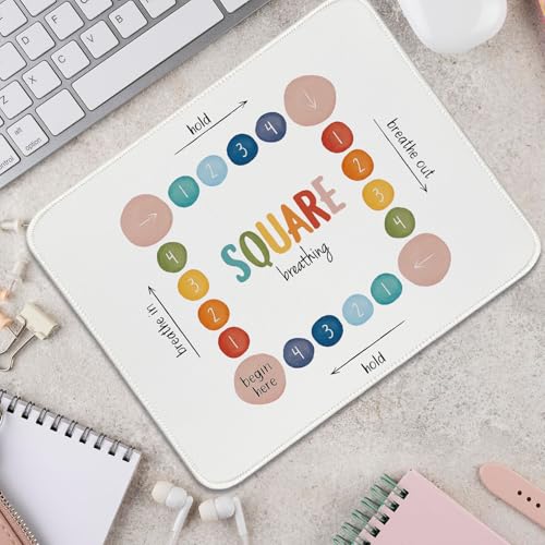Mental Health Mouse Pads, Square Breathing Small Mouse Pad Travel Rectangle, Inspirational Mental Health Office Computers Desk Mats for Women Girls Inspirational Gifts 11.8x9.8 - color: SQUARE Breathing, size: 11.8L x 9.8W inches