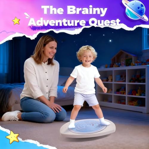 Maze Balance Board for Kids, 3 Replaceable Labyrinth Boards + 140lbs Capacity - Sensory Integration & Proprioceptive Training Wobble Board for Therapy/Ski/Surf Prep