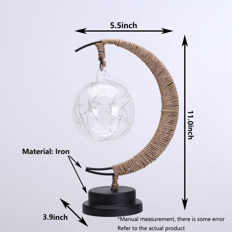 LED Decorative lamp Table lamp 3D Magic Moonlight Wrought Iron Night Light Christmas Home Decoration Birthday Gift USB Power Supply 5.5 * 5.1 * 11 inches （Round Ball Purple） - style: Round Ball Purple