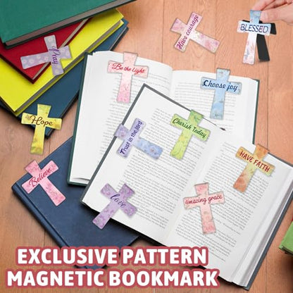 Magnetic Bookmarks - Tumwisk 24PCS Bible Bookmark Christian Bookmarks Cross Bookmark Book Magnets, Magnetic Cross Page Holders for Bibles Study, Religious Gifts for Teacher Students Book Lovers - color: Cross