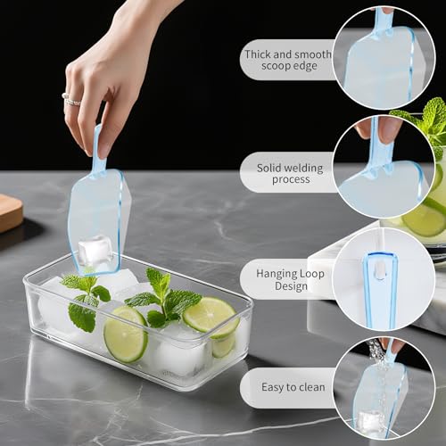 12 Pcs Blue Plastic Ice Scoop, Medium Multi Purpose Plastic Ice Scoop Sets, Ices Cube Scoops for Freezer Ices Machine Dry Goods Canisters Candy Buffet Kitchen Food Coffee Wedding Desserts（6.7 Inch） - color: Blue