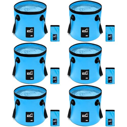 6 Pcs 5 Gallon Collapsible Bucket with Handle, Foldable Bucket