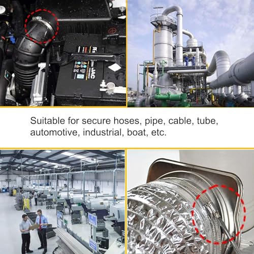 Upgraded Version 4" (Diameter) Thicken Adjustable 304 Stainless Steel Duct Clamps Pipe Clamp Air Ducting Clamp worm drive hose clamps (4Pcs, 91mm-114mm) - size: T 4" -4Pcs