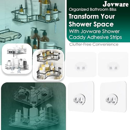 Shower Caddy Adhesive Replacement Stickers Sticker Shelf Basket Strips Suction Hooks Large Strong Hook (Transparent - 4 Packs) - color: Transparent 1 Hook